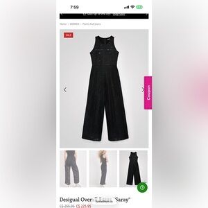 Desigual Black Lace Sleeveless Wide-Leg Jumpsuit